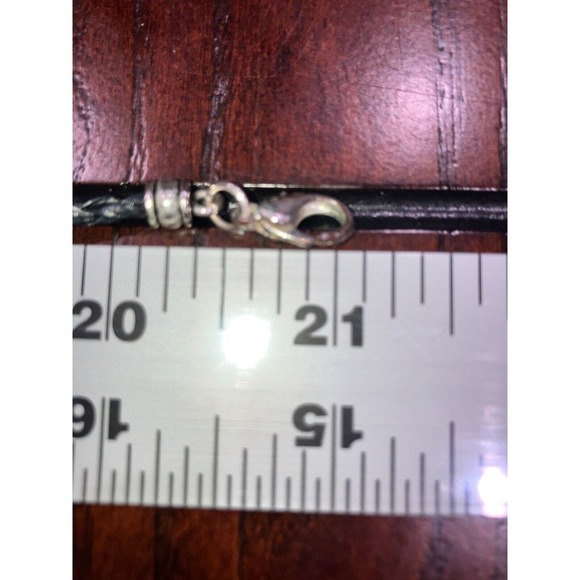 Rhinestone Encrusted Silver-Tone Beads on Braided Black Leather 21" Necklace! - Picture 5 of 6